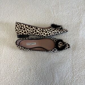 Maud Frizon Leopard Print Flats Calf Hair Brown Cream Size 8